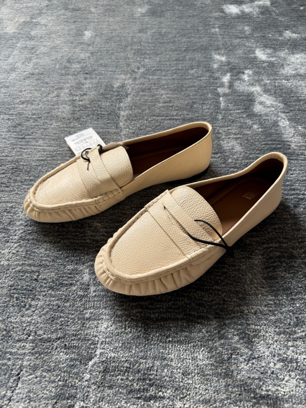 Zara Cream Textured Penny Loafers size 38
